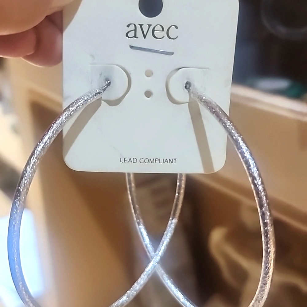 AVEC XL Silver shimmer hoops